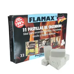 FLAMAX - Caja 32 Pastillas Iniciador De Fuego Quincho Parrilla