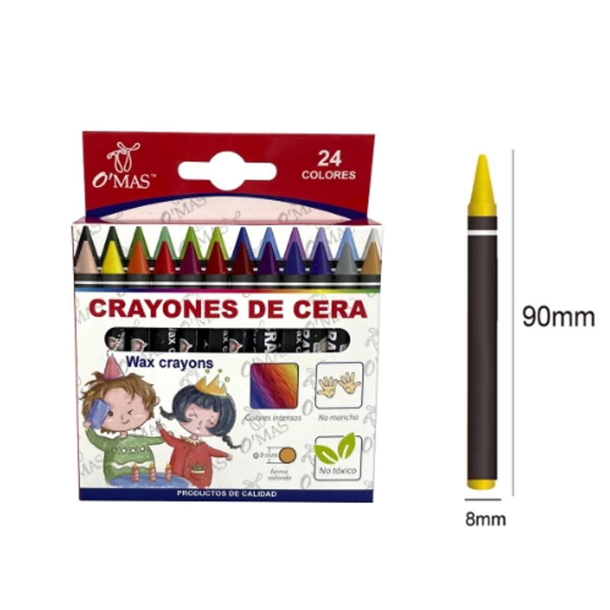 GENERICO - Crayones De Cera 24 Colores 90X8MM