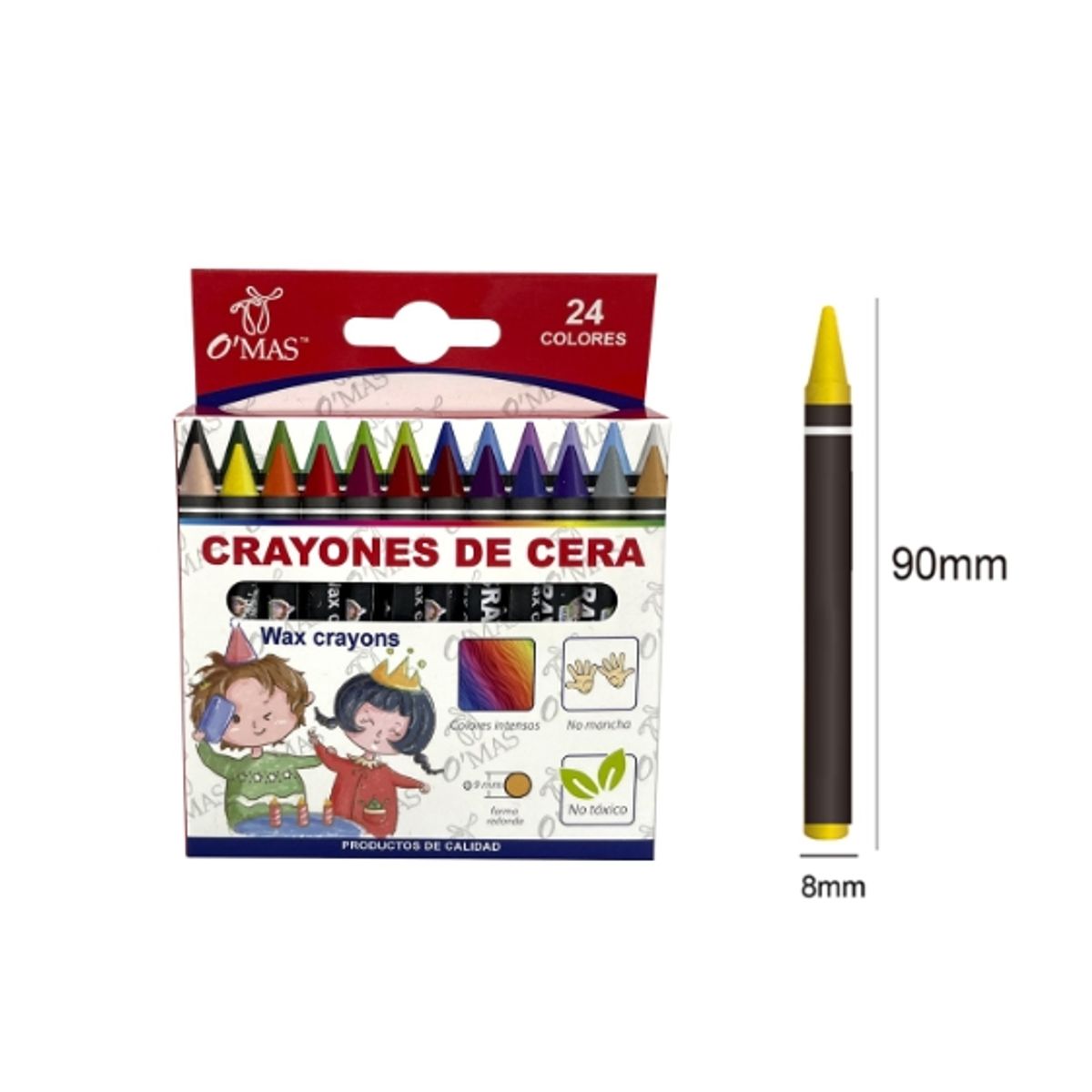 GENERICO - Crayones De Cera 24 Colores 90X8MM