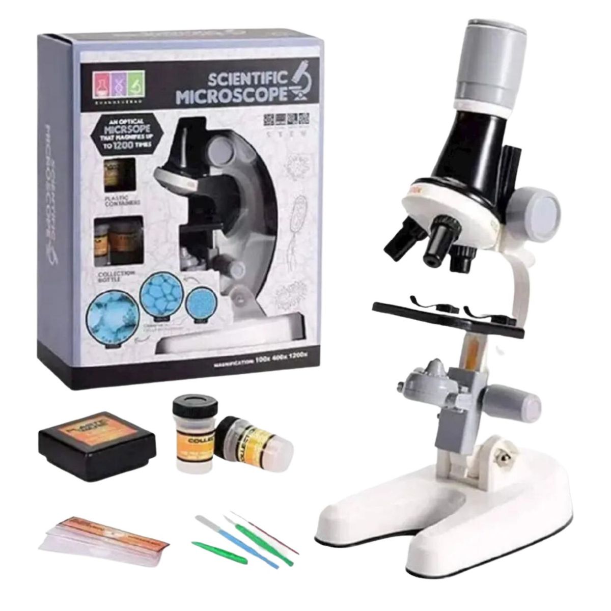 GENERICO - MICROSCOPIO EDUCATIVO 1200X PARA NIÑOS Y KIT ACCESORIOS