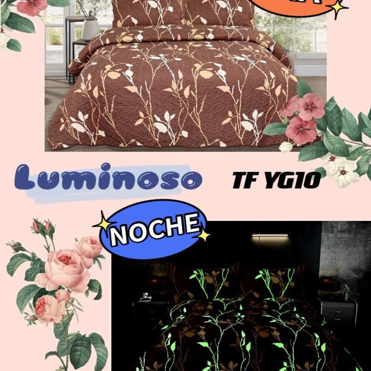 GENERICO - CUBRECAMA LUMINOSO TIPO QUILT DE VERANO