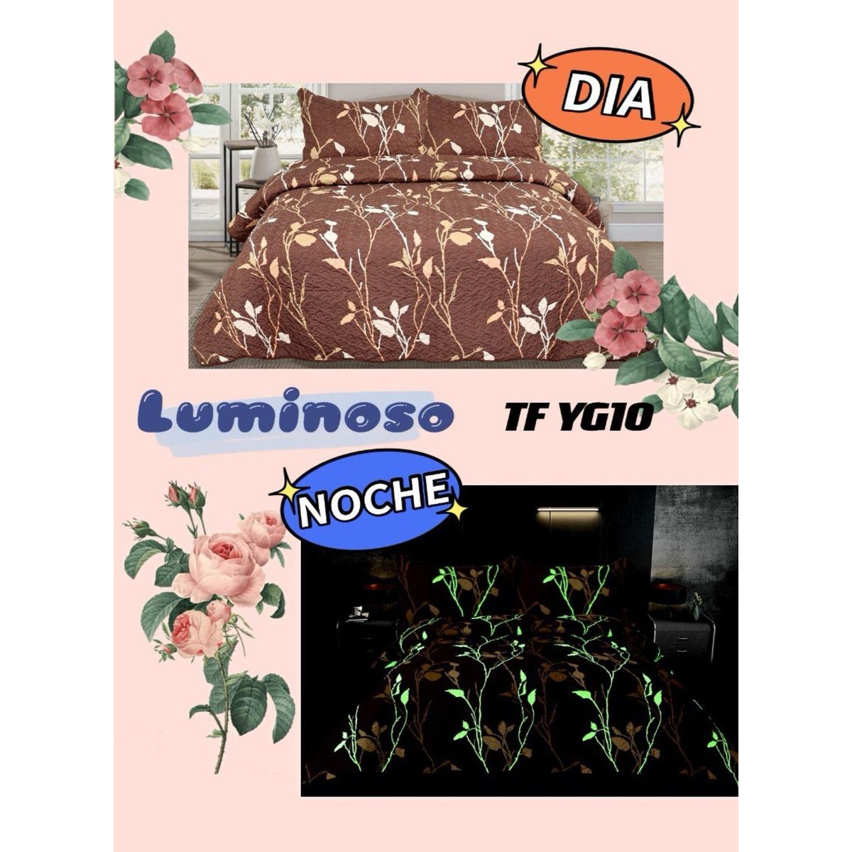 GENERICO - CUBRECAMA LUMINOSO TIPO QUILT DE VERANO