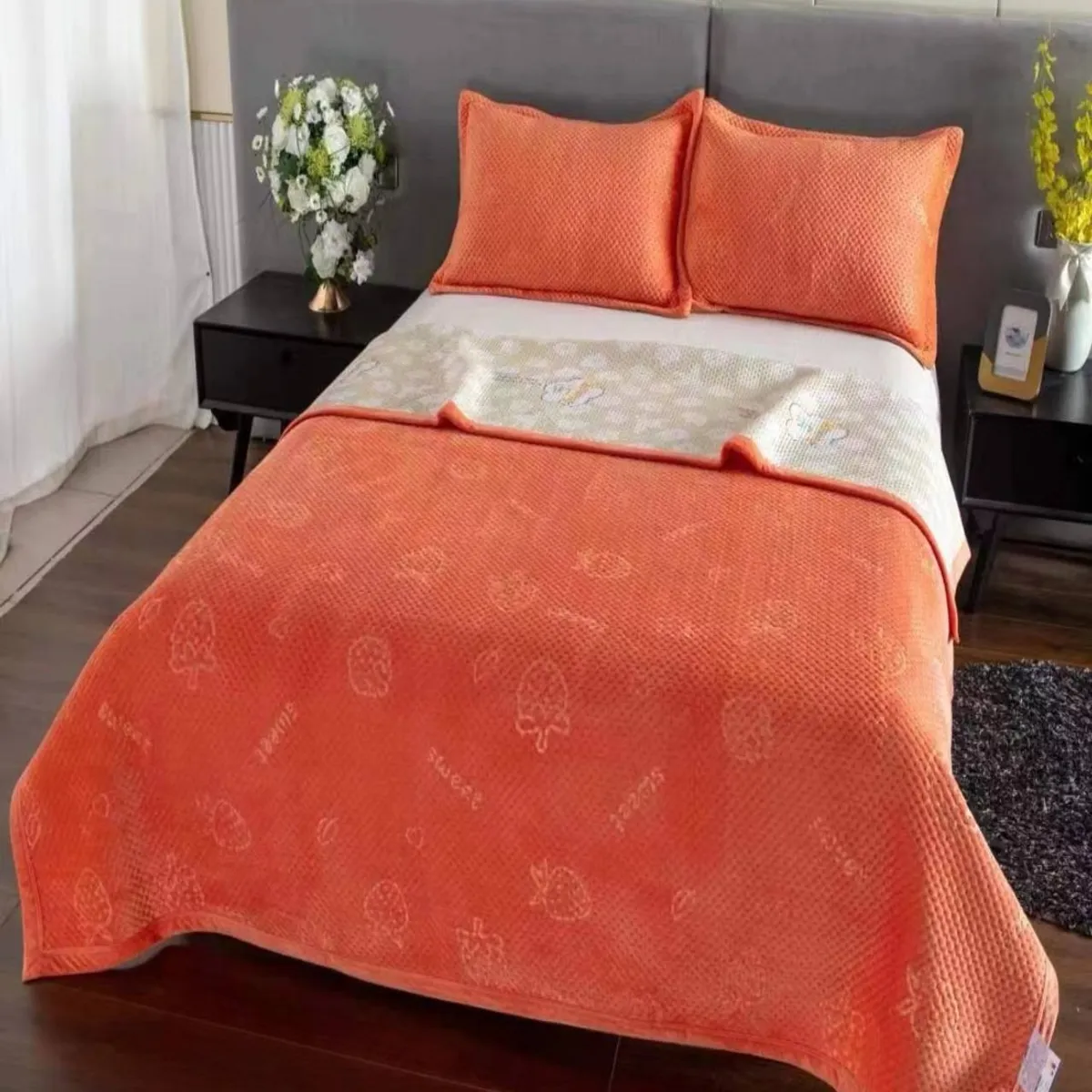 GENERICO - CUBRECAMA QUILT CON TELA PLUSH VERANO - INVIERNO