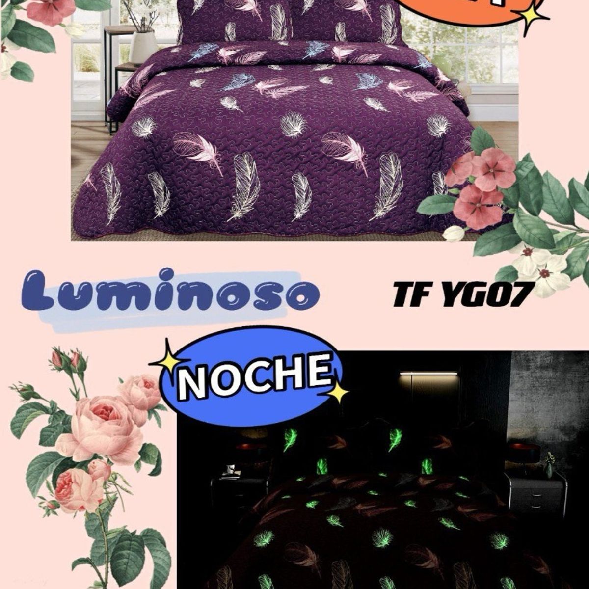 GENERICO - CUBRECAMA LUMINOSO TIPO QUILT DE VERANO