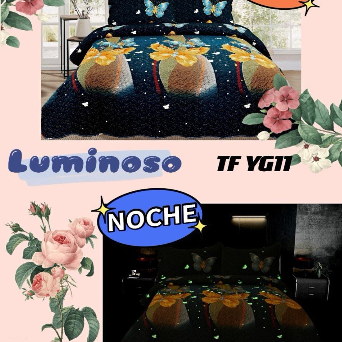 GENERICO - CUBRECAMA LUMINOSO TIPO QUILT DE VERANO