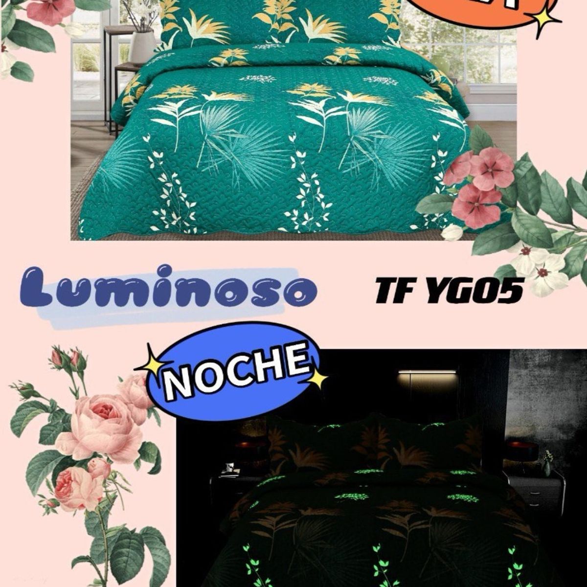 GENERICO - CUBRECAMA LUMINOSO TIPO QUILT DE VERANO