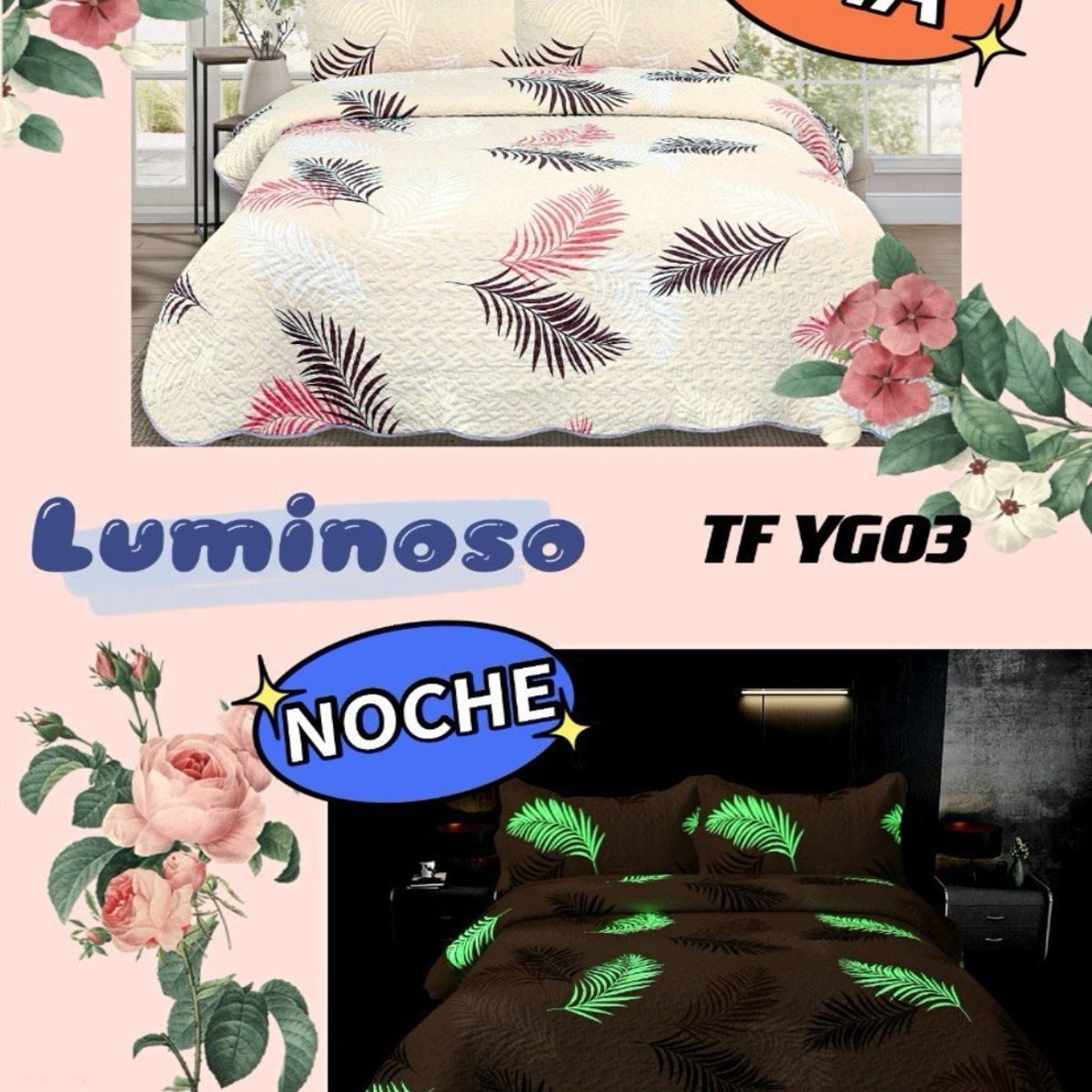 GENERICO - CUBRECAMA LUMINOSO TIPO QUILT DE VERANO