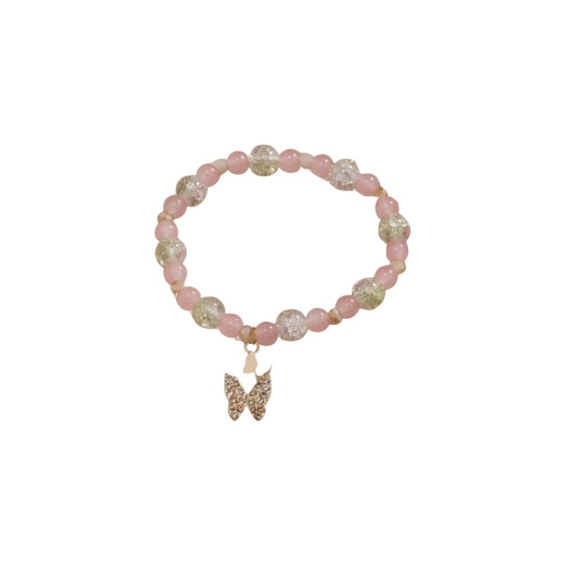 GENERICO - Pulsera con cuenta con diamante de imitación con accesorio de mariposa