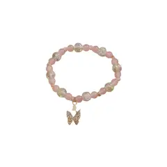 GENERICO - Pulsera con cuenta con diamante de imitación con accesorio de mariposa