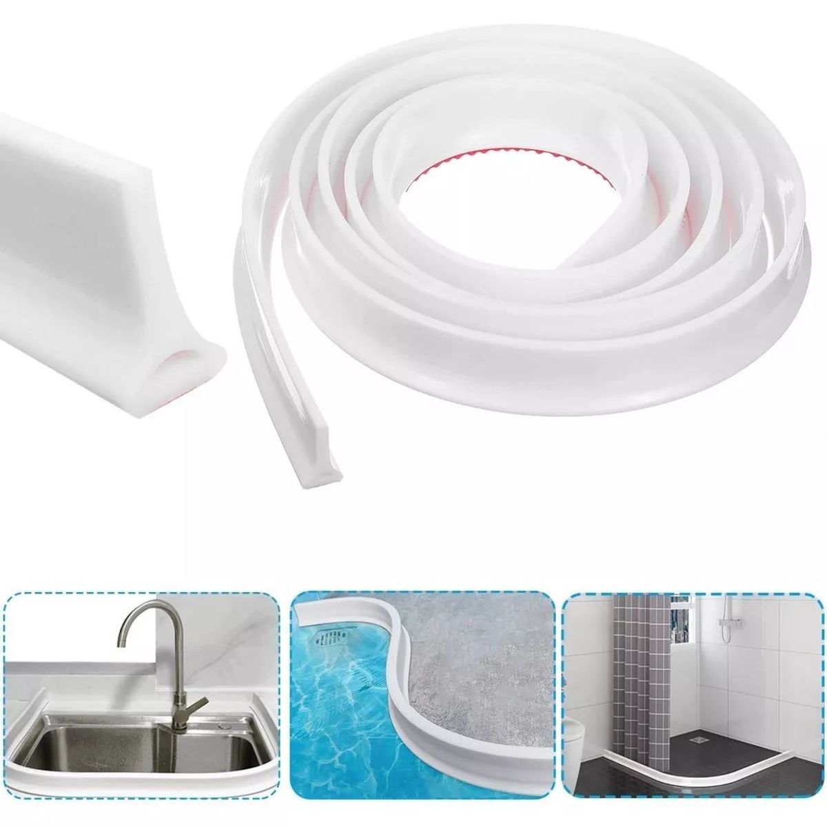 KUANGYE - Barrera De Agua De Silicona Para Umbral De Baño 2m