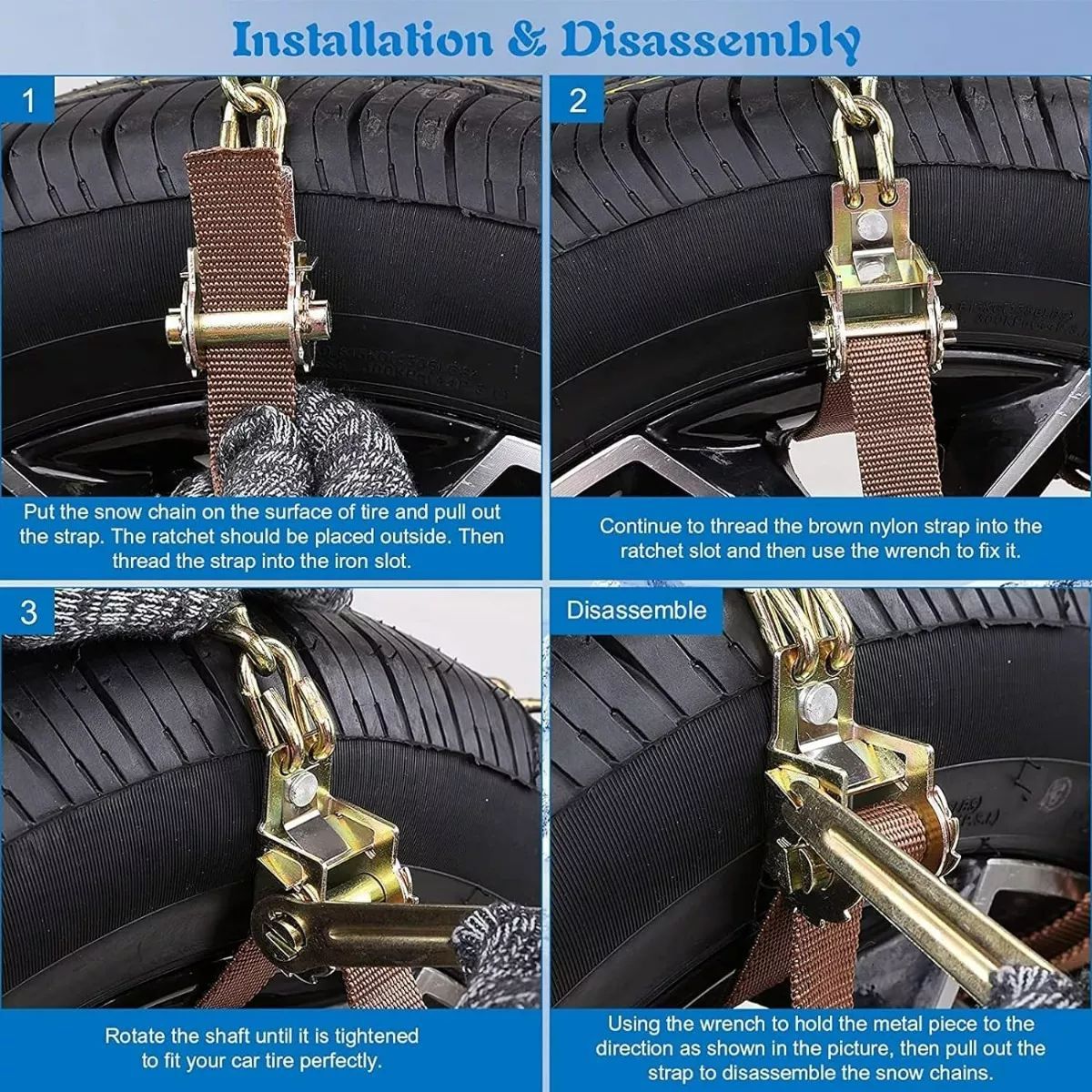 KUANGYE - Cadena Nieve Set 10u Auto Camioneta Ajustable Acero 165-215