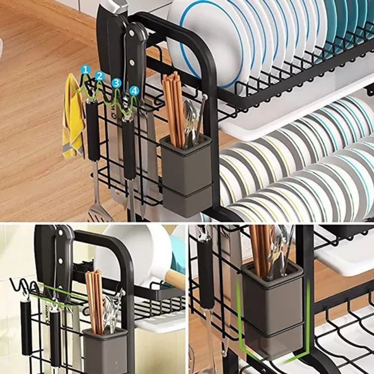 GENERICO - Rack Organizador Escurridor De Platos 2 Niveles Metal…
