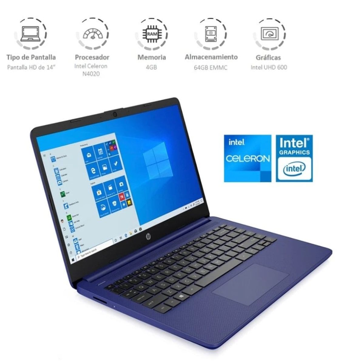HP - NOTEBOOK INTEL CELERON  4 GB DE RAM Y DISCO SOLIDO