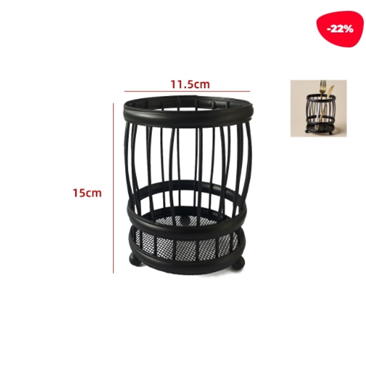 GENERICO - Organizador De Hierro Para Cubiertos Negro 105X105X15CM