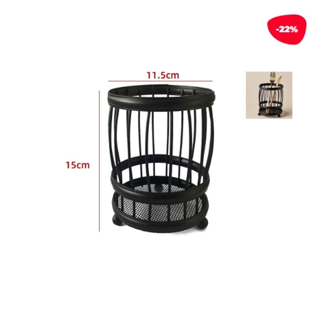 GENERICO - Organizador De Hierro Para Cubiertos Negro 105X105X15CM