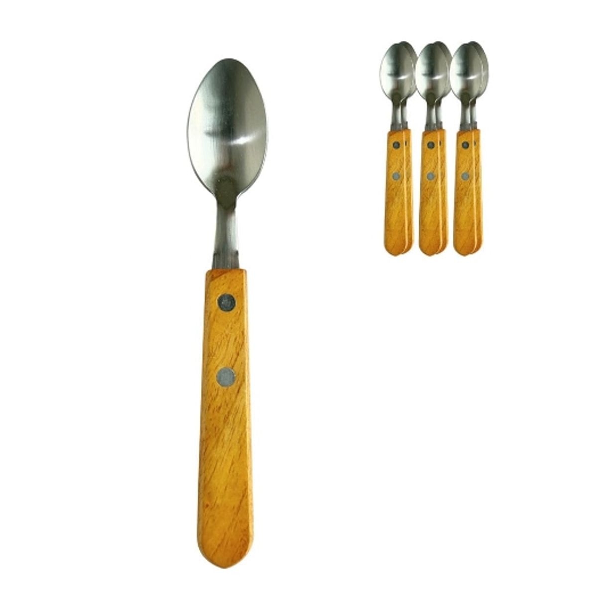 GENERICO - Cucharas De Te Acero Inoxidable Y Madera Set 6