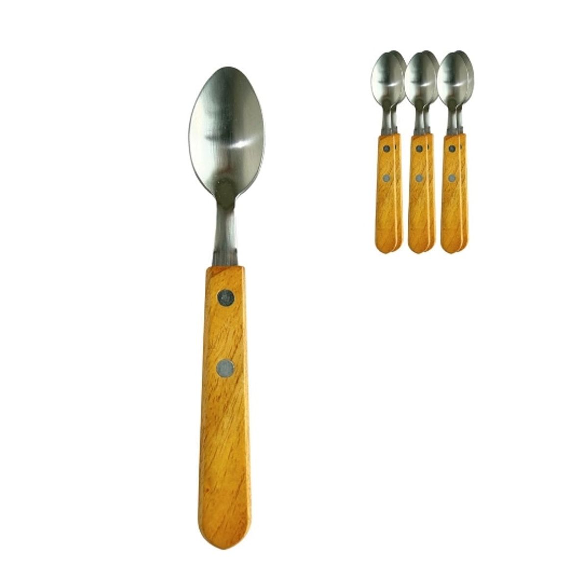 GENERICO - Cucharas De Te Acero Inoxidable Y Madera Set 6