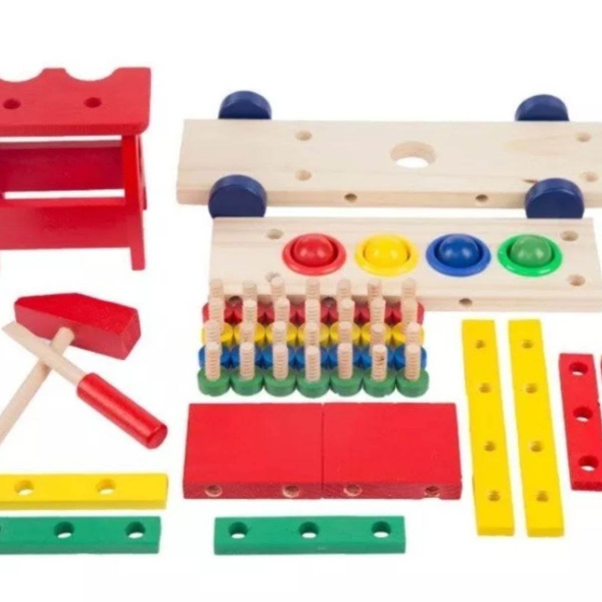 OEM - Camión Multifuncional Con Martillo Juguete Madera