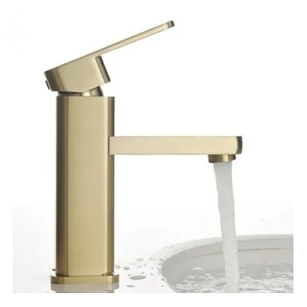 GENERICO - Llave Grifo Monomando Lavamanos Baño Dorada Aluminio