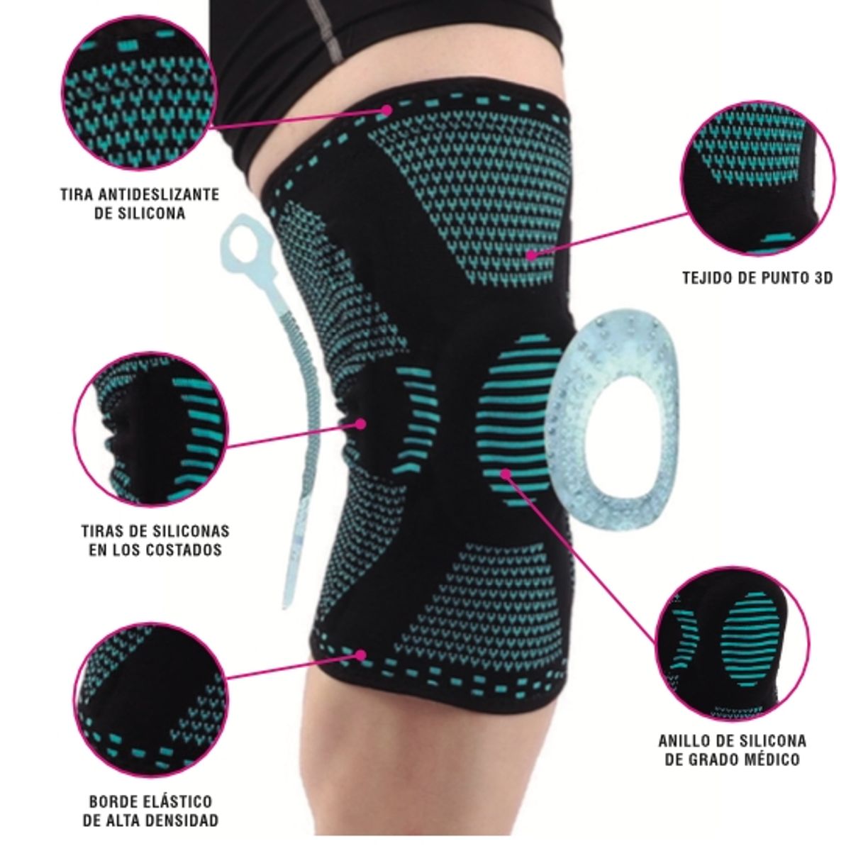 RECOVERY - PACK RODILLERA DEPORTIVA SOPORTE LATERAL Y FRONTAL-PÁDEL- GYM - AZUL M