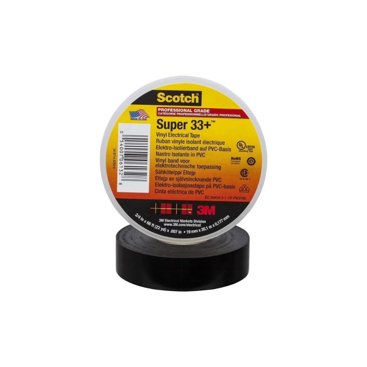 3M - 10x Cinta Aisladora Negra 3m Huincha Aisladora 19 mm x 20,2 m