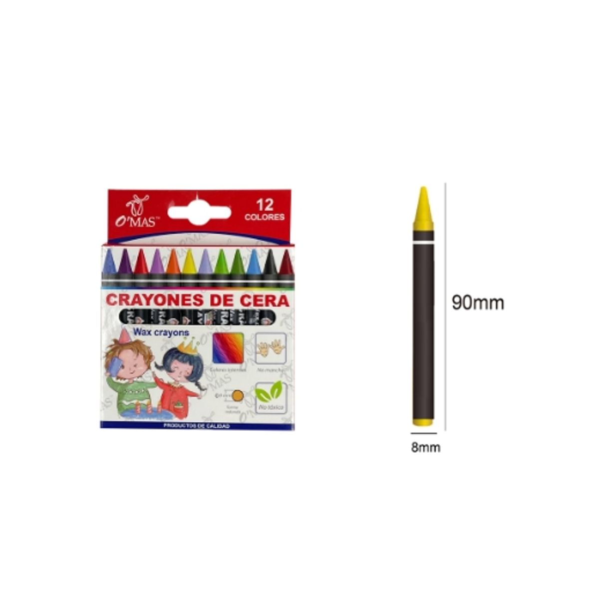 GENERICO - Crayones De Cera 12 Colores 90X8MM