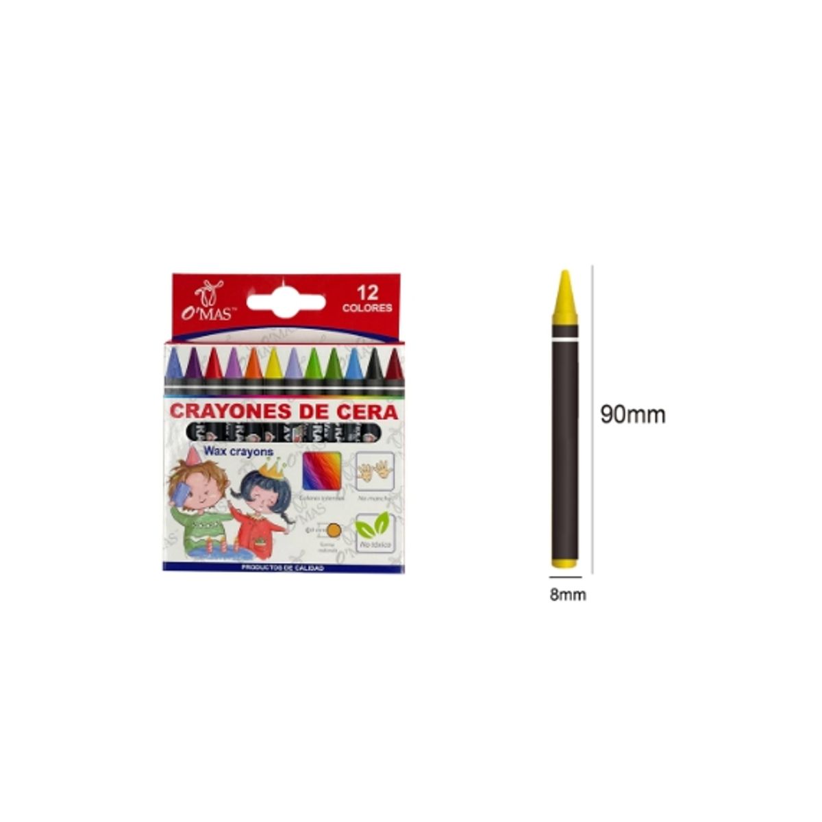 GENERICO - Crayones De Cera 12 Colores 90X8MM