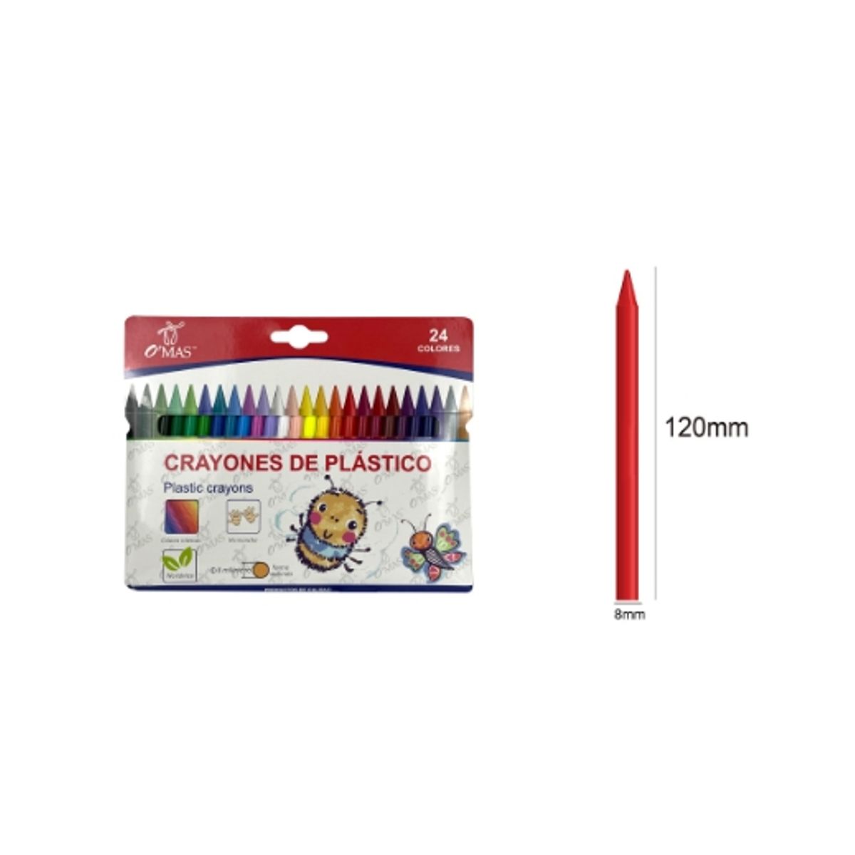 GENERICO - Crayones Plasticos 24 Colores 120MM X 8MM