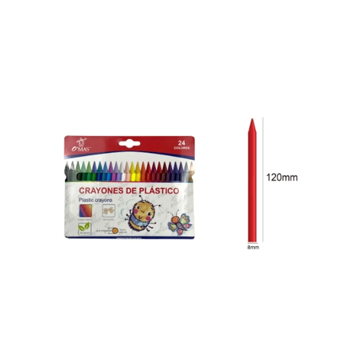 GENERICO - Crayones Plasticos 24 Colores 120MM X 8MM