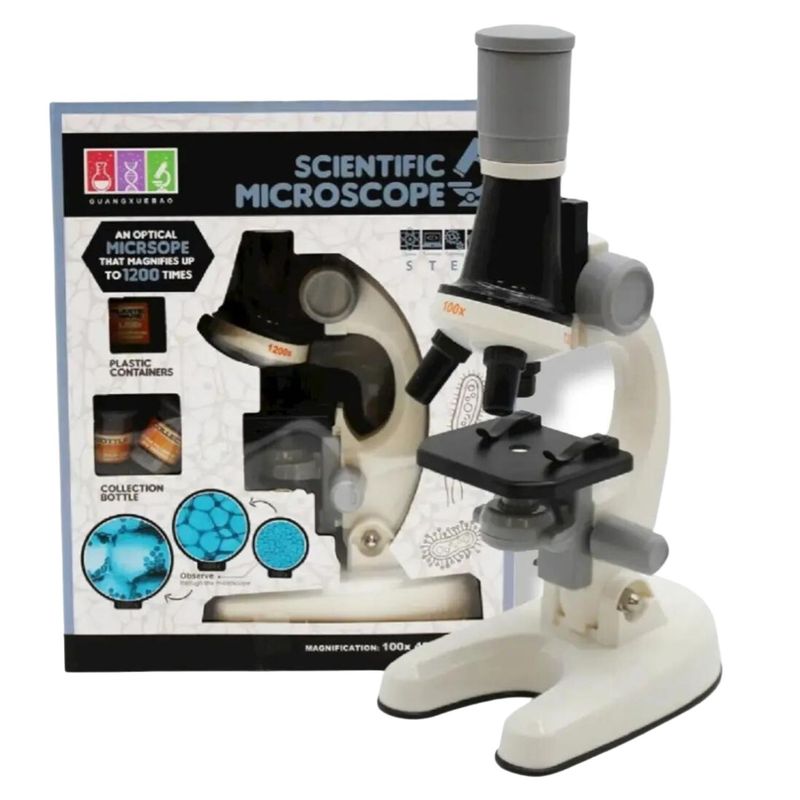 INVENCIBLE - MICROSCOPIO EDUCATIVO 1200X PARA NIÑOS Y KIT ACCESORIOS