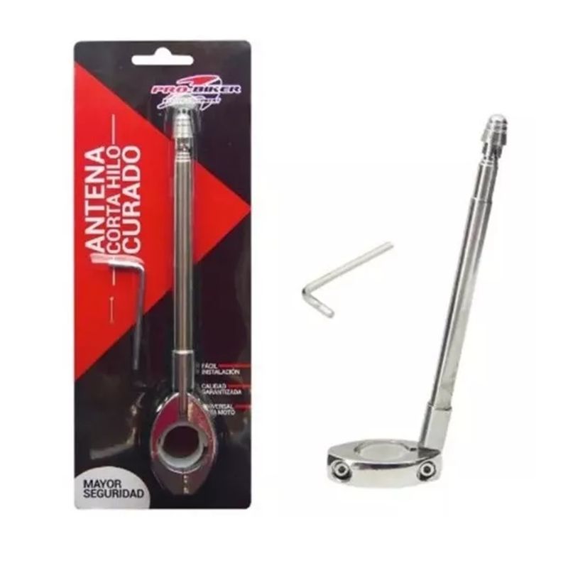 GENERICO - Antena Corta Hilo Curado Moto Retráctil Plateado