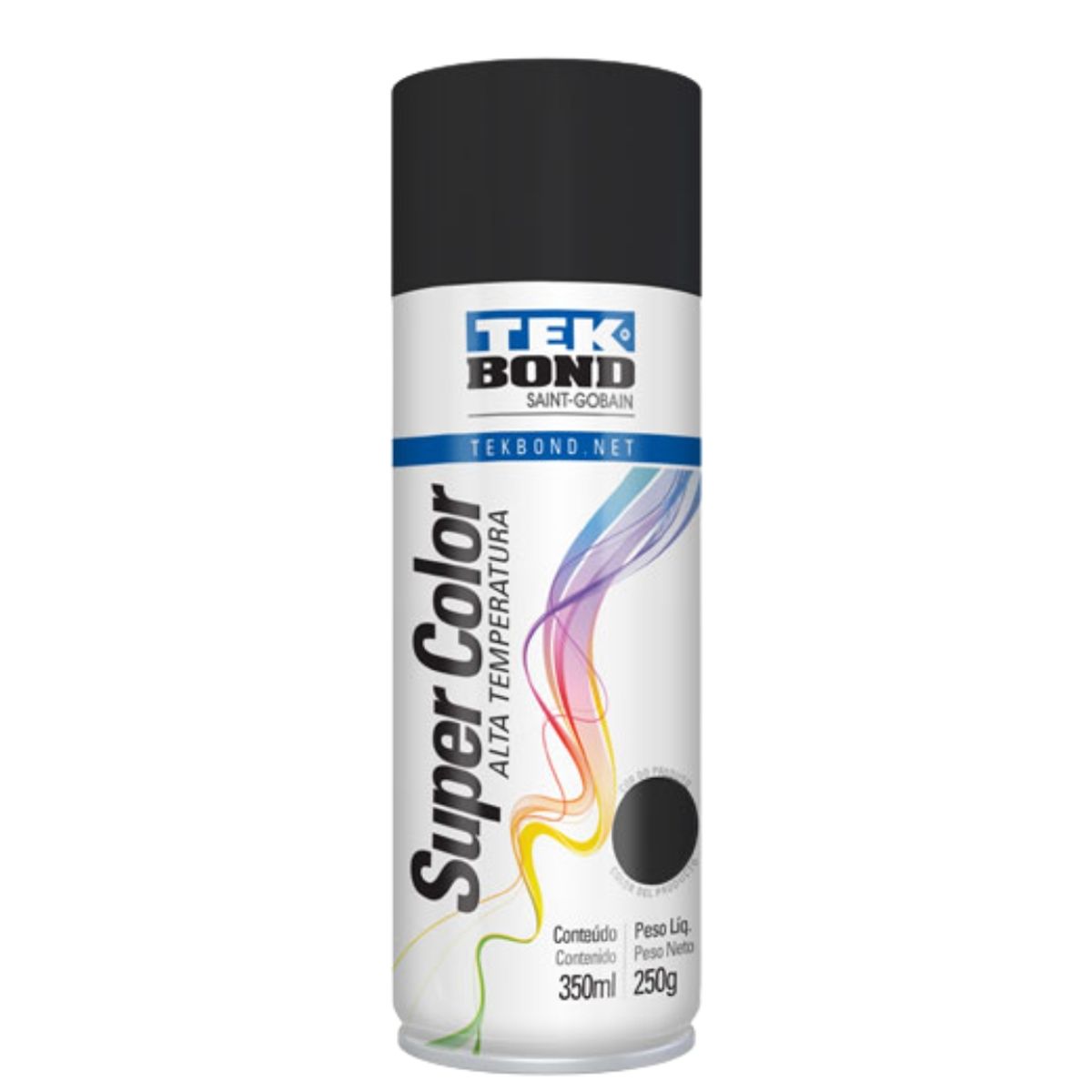 PINTURA EN SPRAY ALTA TEMPERATURA NEGRO BRILLANTE 350ML250G TEKBOND, marca TEKBOND - Foto Principal
