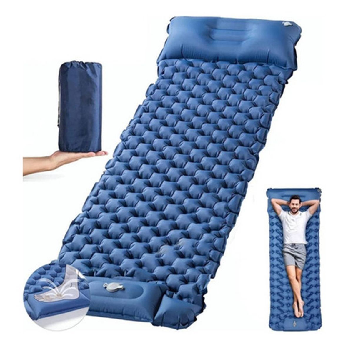 GENERICO - Colchoneta Inflable Ligera Camping Inflable con el Pie