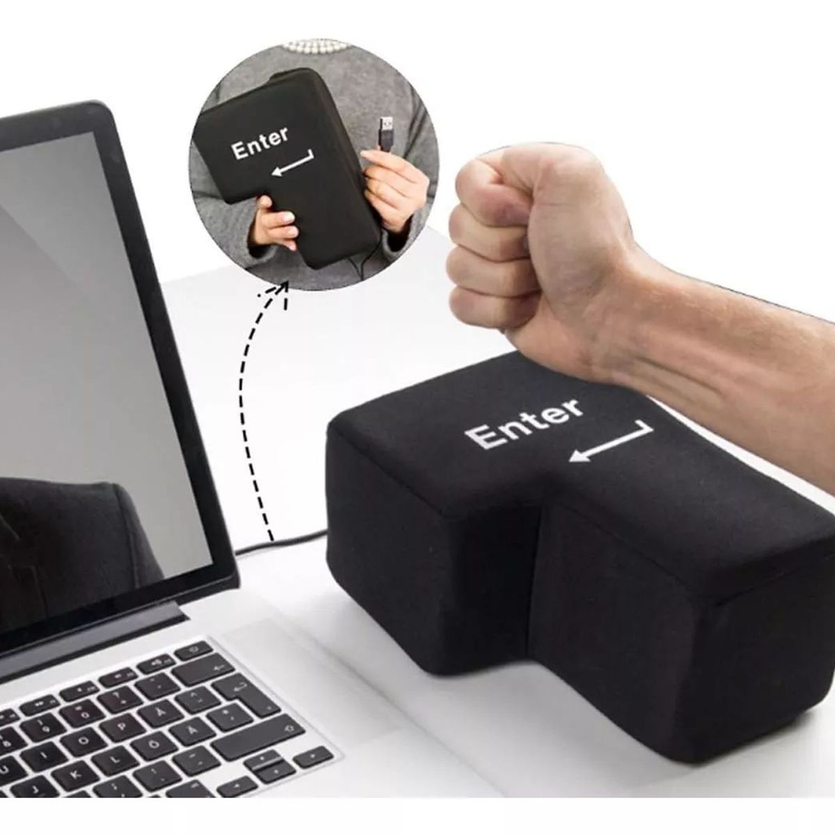 KUANGYE - Tecla Enter Gigante Antiestrés Usb Para Computadora Almohada