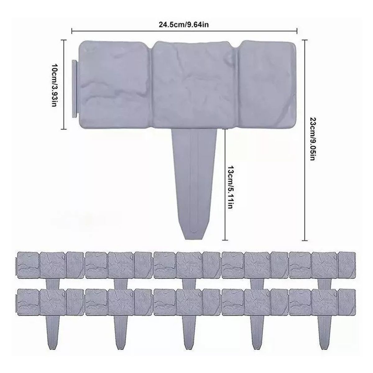 KUANGYE - Borde Jardín Valla Estacas Diseño Piedras Adoquin X 10piezas