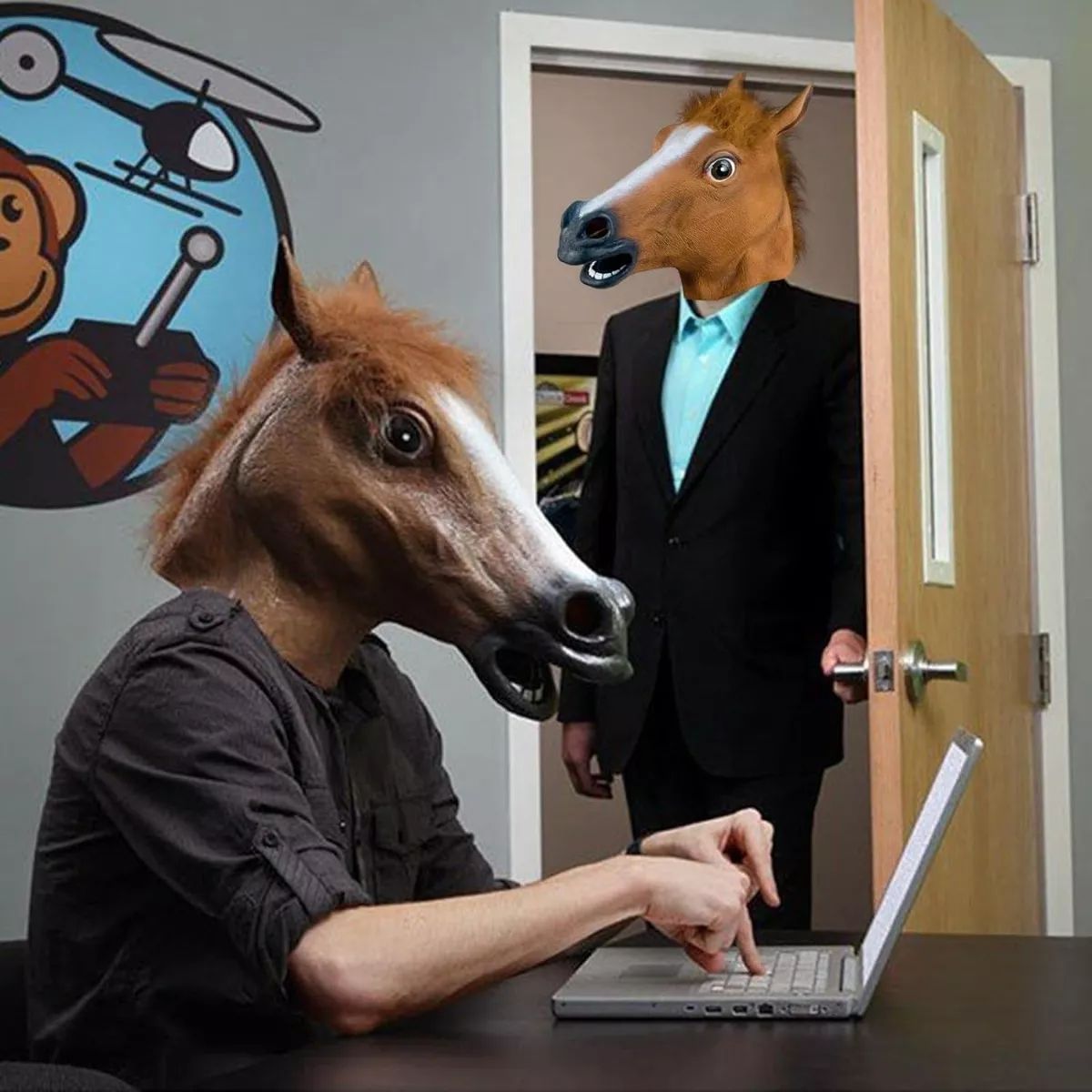 KUANGYE - Máscara De Látex Cabeza De Caballo Disfraz Cosplay Fiesta