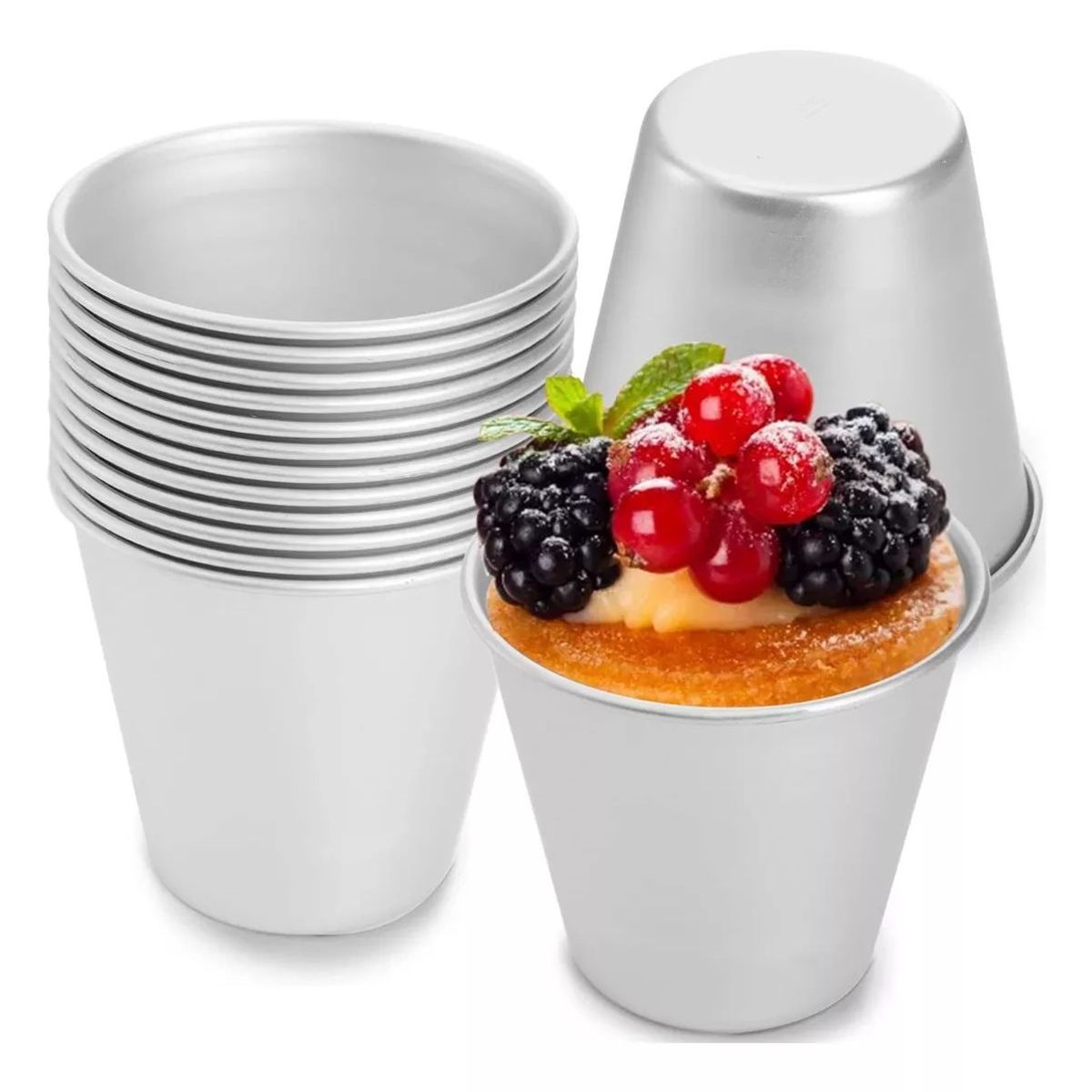 KUANGYE - Pack 10 Unidades Moldes Muffins O Queque Individual Aluminio