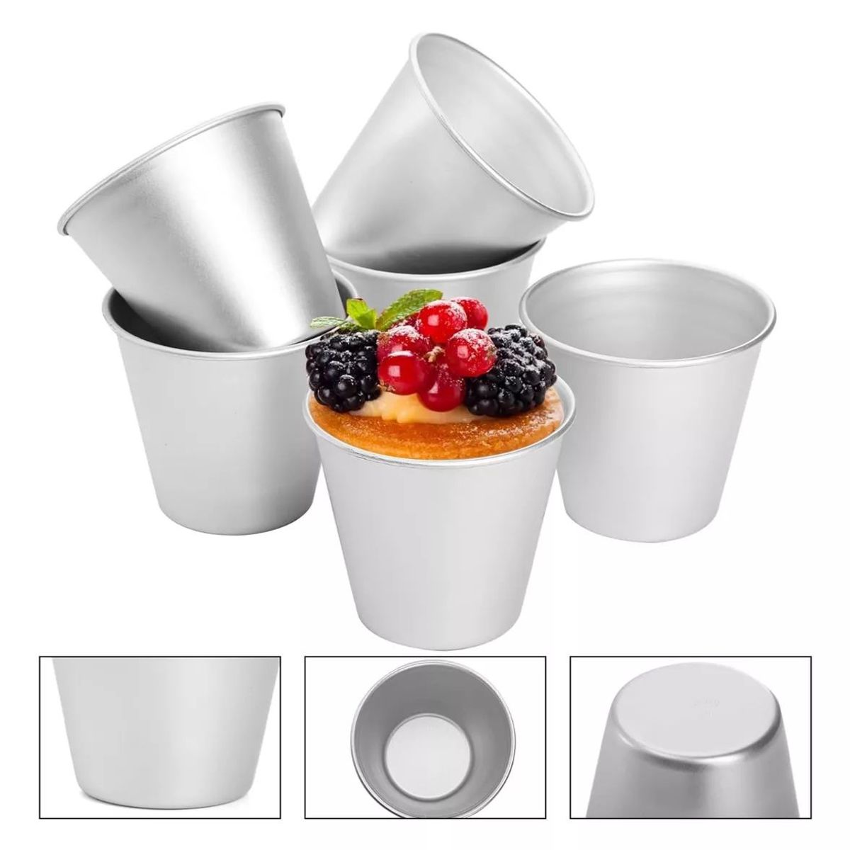 KUANGYE - Pack 10 Unidades Moldes Muffins O Queque Individual Aluminio