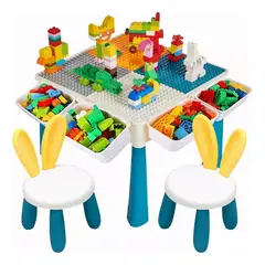 GENERICO - Juego Incluye Bloques 190pc , Mesa , 2 Silla, 4 Cajas Latera