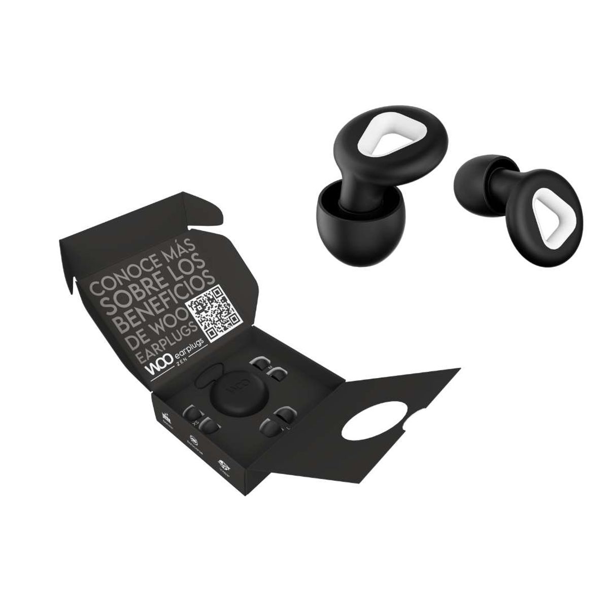 WOO EARPLUGS - Woo Earplugs Zen - Tapones Auditivos Reutilizables 30db - Negro