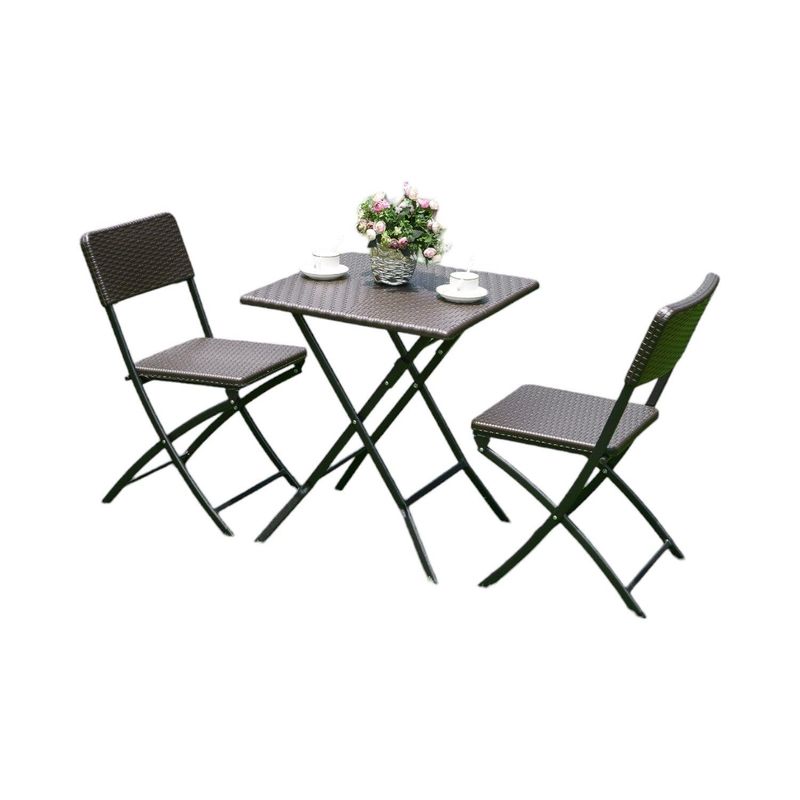 NORTHWEST - Set 2 Sillas + Mesa Cuadrada Plegable 62 cm Rattan Northwest NORTHWEST