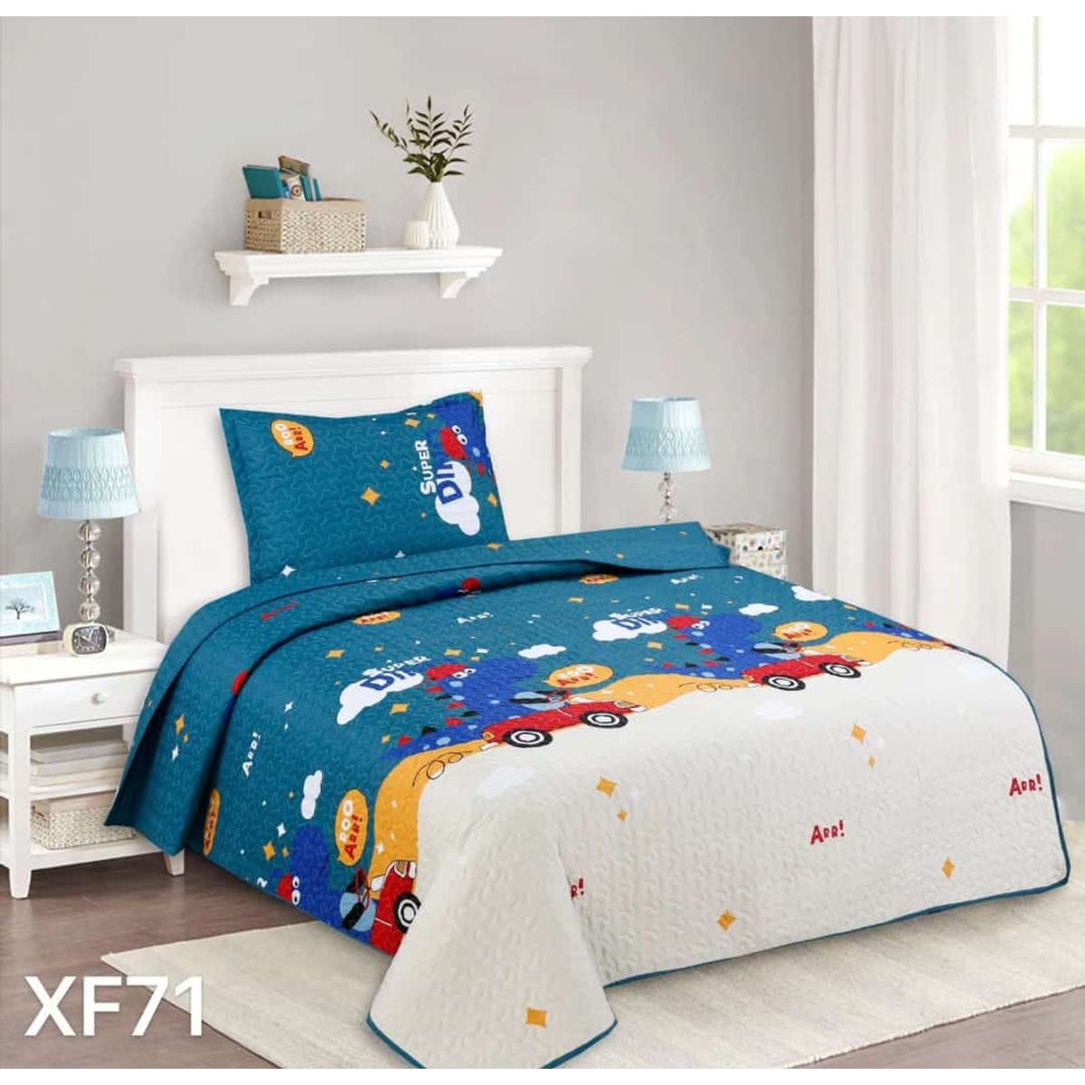 GENERICO - Cubrecama Quilt Plaza Y Media Diseño Speed Racer