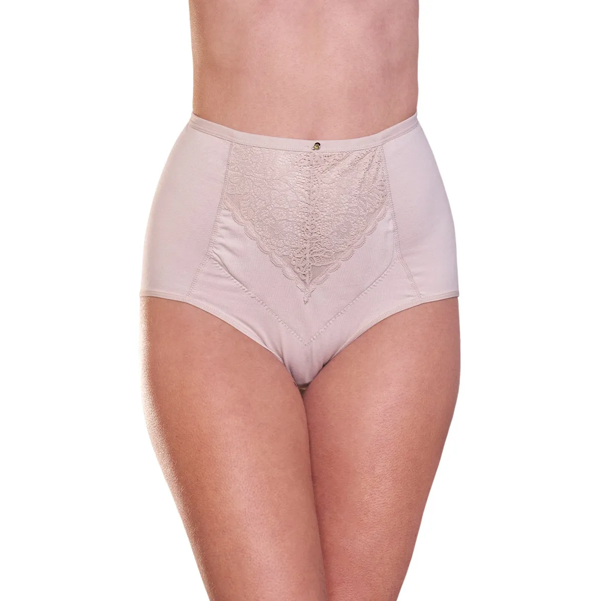 BAZIANI - Calzón Alto Algodón Encaje 20415