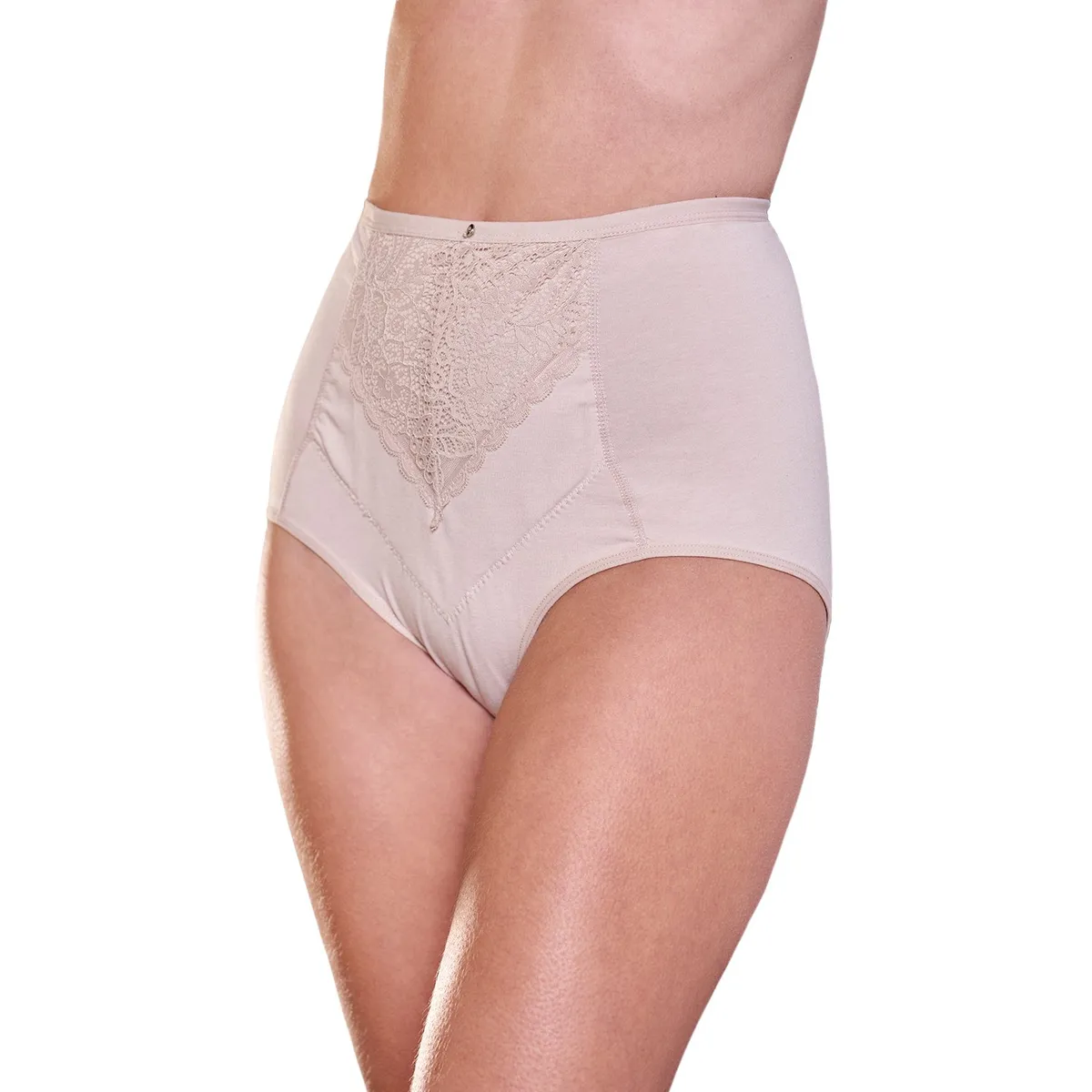 BAZIANI - Calzón Alto Algodón Encaje 20415