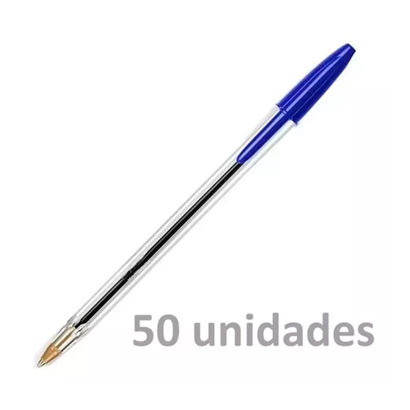 GENERICO - Caja De 50 Lápiz Pasta Bolígrafos Azul Punta Redonda