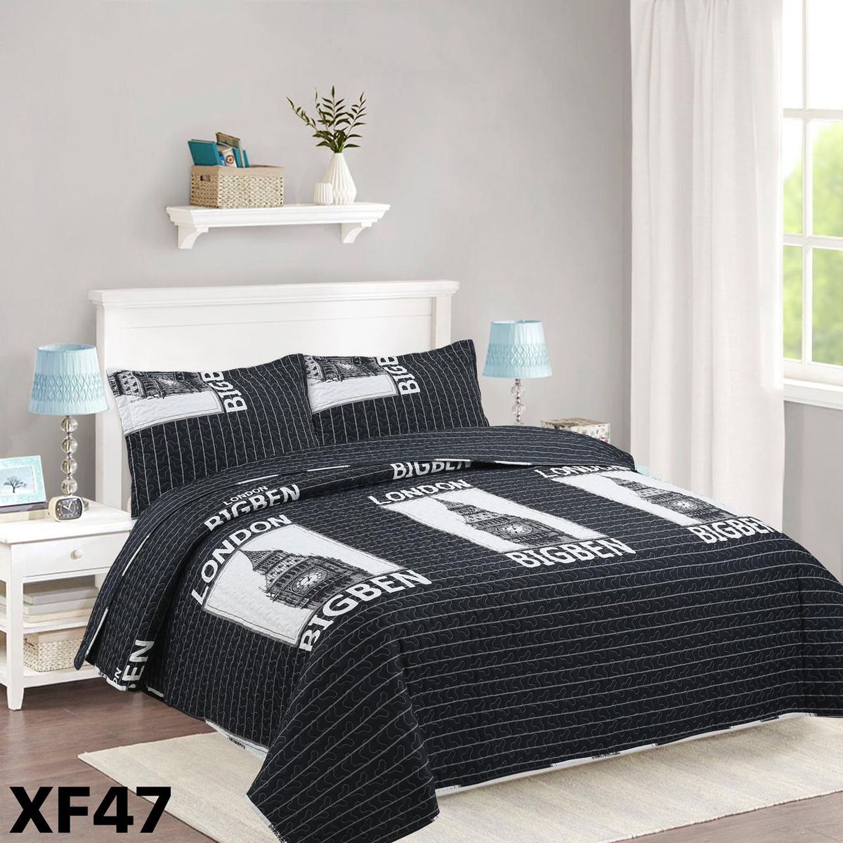 GENERICO - Cubrecama Quilt Plaza Y Media  Diseño Londres