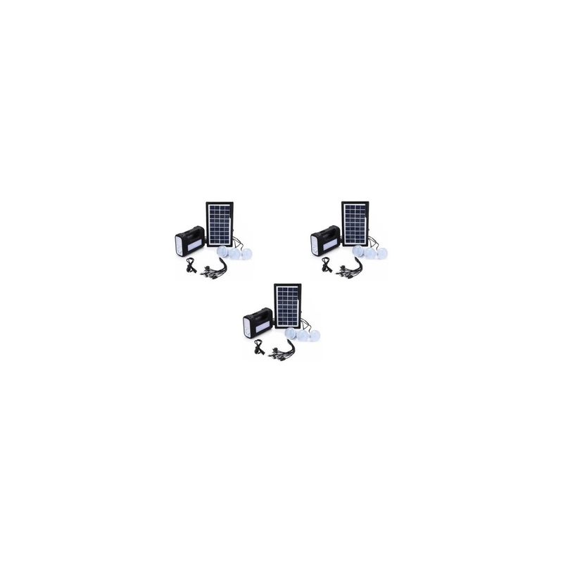GENERICO - Pack X3 Sistema Iluminación Solar Caza 3 Ampolletas Led 12w