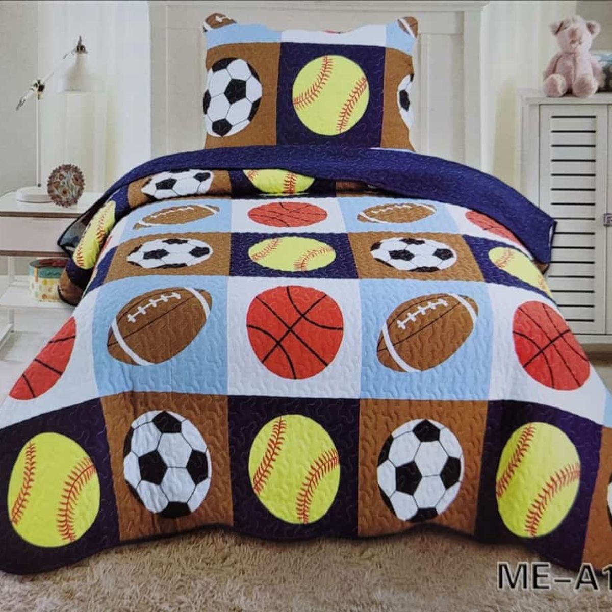 GENERICO - Cubrecama Quilt Plaza Y Media  Diseño Sport