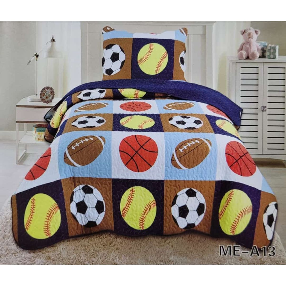 GENERICO - Cubrecama Quilt Plaza Y Media  Diseño Sport