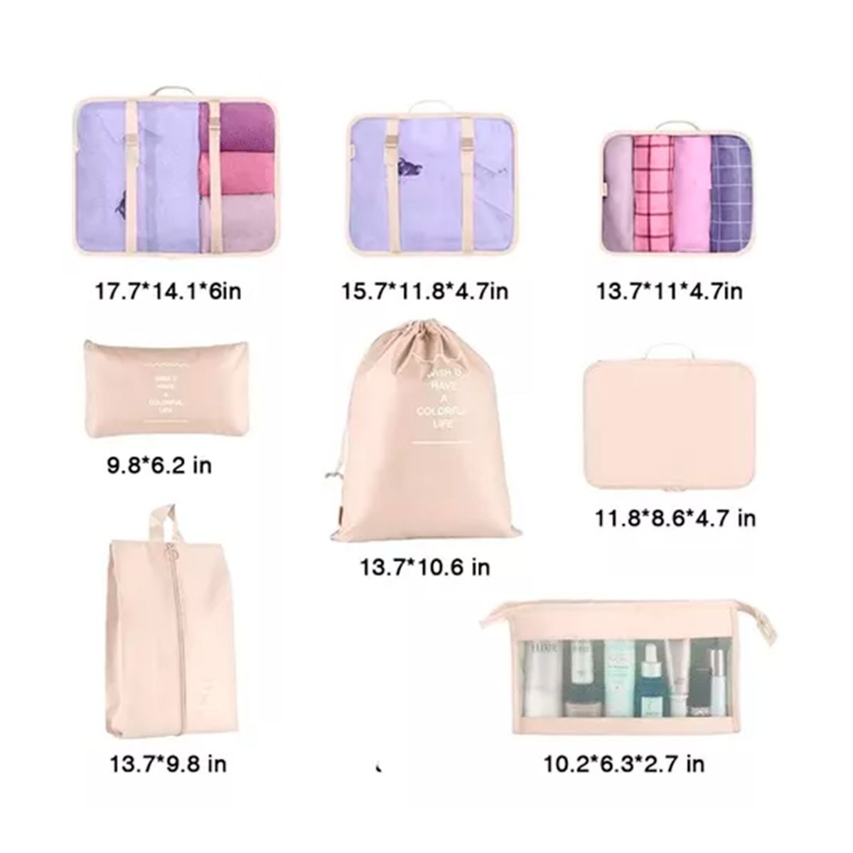 GENERICO - Bolsas Organizadoras De Maletas Para Viaje 8 En 1